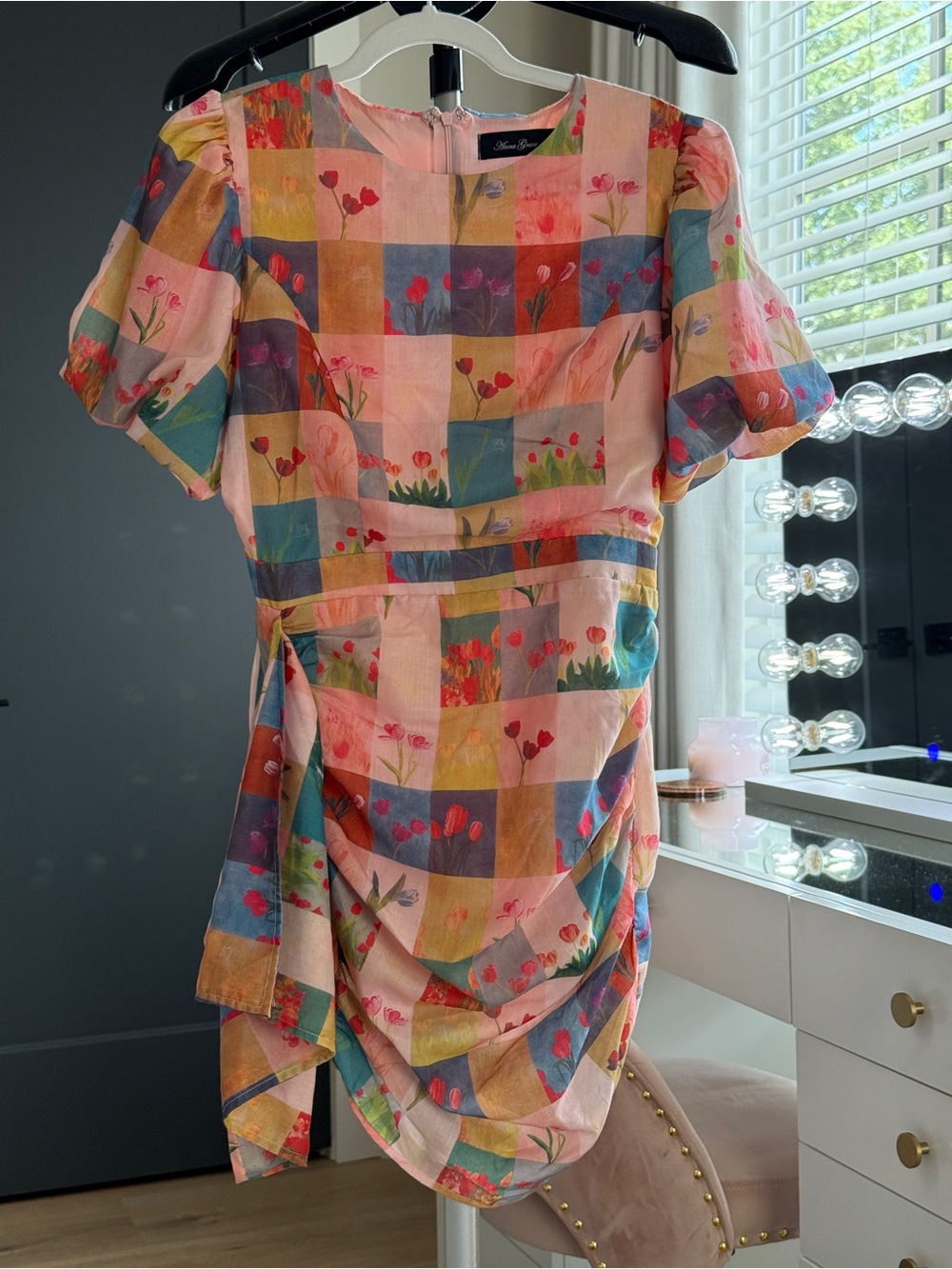 Anna Grace Floral Patchwork Ruched Mini Dress Size M